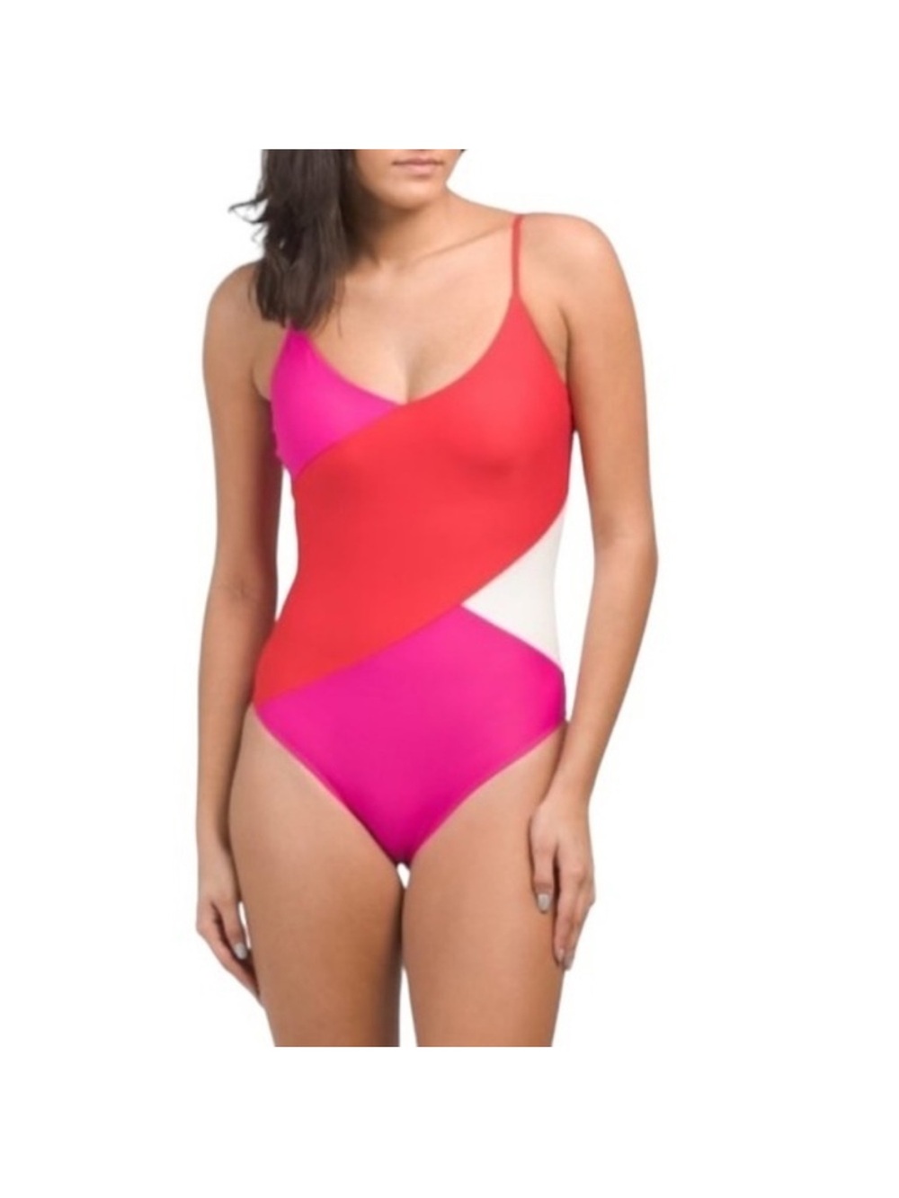 Summersalt Marina Red, Pink & White Colorblock One-Piece Swimsuit